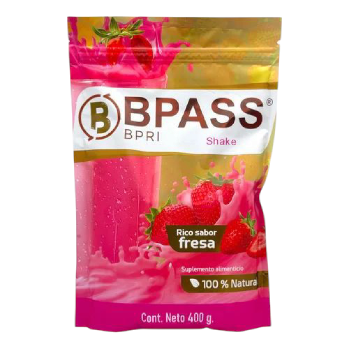 20 Piezas Bpass Malteada 400g Sabor Fresa Bpri